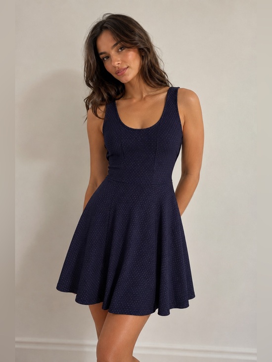 Free People Dresses & Skirts - Free People Loving Lola Polka Dot Dress Navy Swing Fit Flare Rockabilly Retro